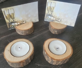 Slices of Wood Holders for Candles or Place Cards