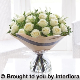 Dramatic White Roses Hand Tied
