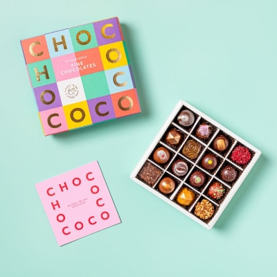 16 handcrafted fine chocolates boxed