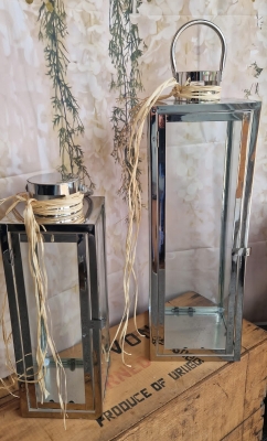 Large Silver Glass Lanterns