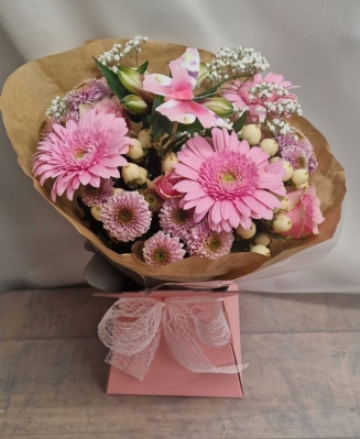pink hand tied