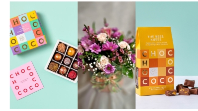 Pink handtied with chocolates