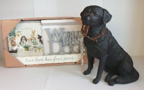 Dog Figurines with Worlds Best Dog Picture Frame