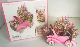The Pink Flower Car 3D Card
