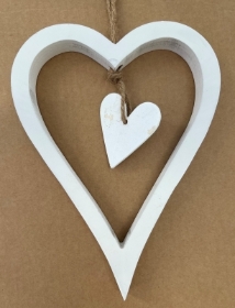 Hollow Hanging White Wooden Heart
