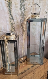 Large Silver Glass Lanterns