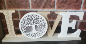 Love LED Wood Effect Standing Plaque