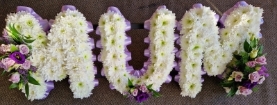 Mum Tribute   White with Purple Edging