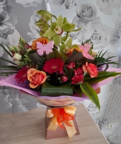 Orange Orchid Handtied